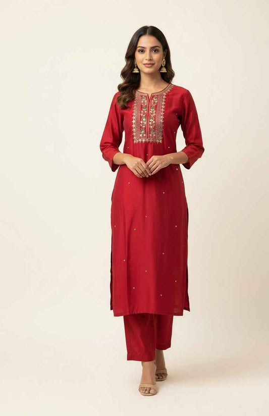 Pure Muslin Bandhej Dupatta Set With Embroidery