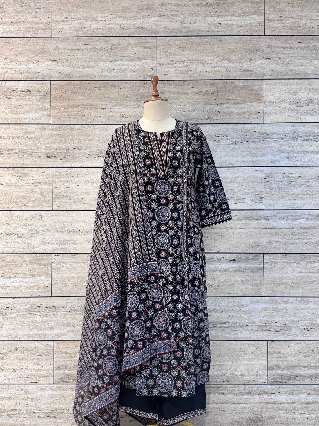 Ajrakh Print Pure Cotton Dupatta Set CS071