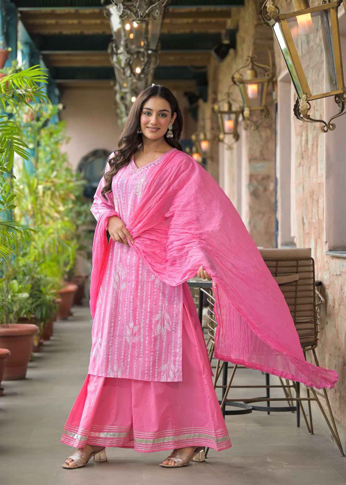 Pure Cotton Embroidery Dupatta Set With Divider CS035