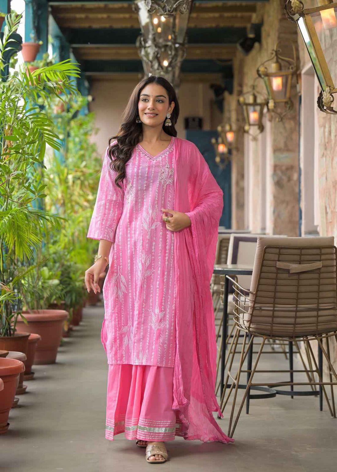 Pure Cotton Embroidery Dupatta Set With Divider CS035