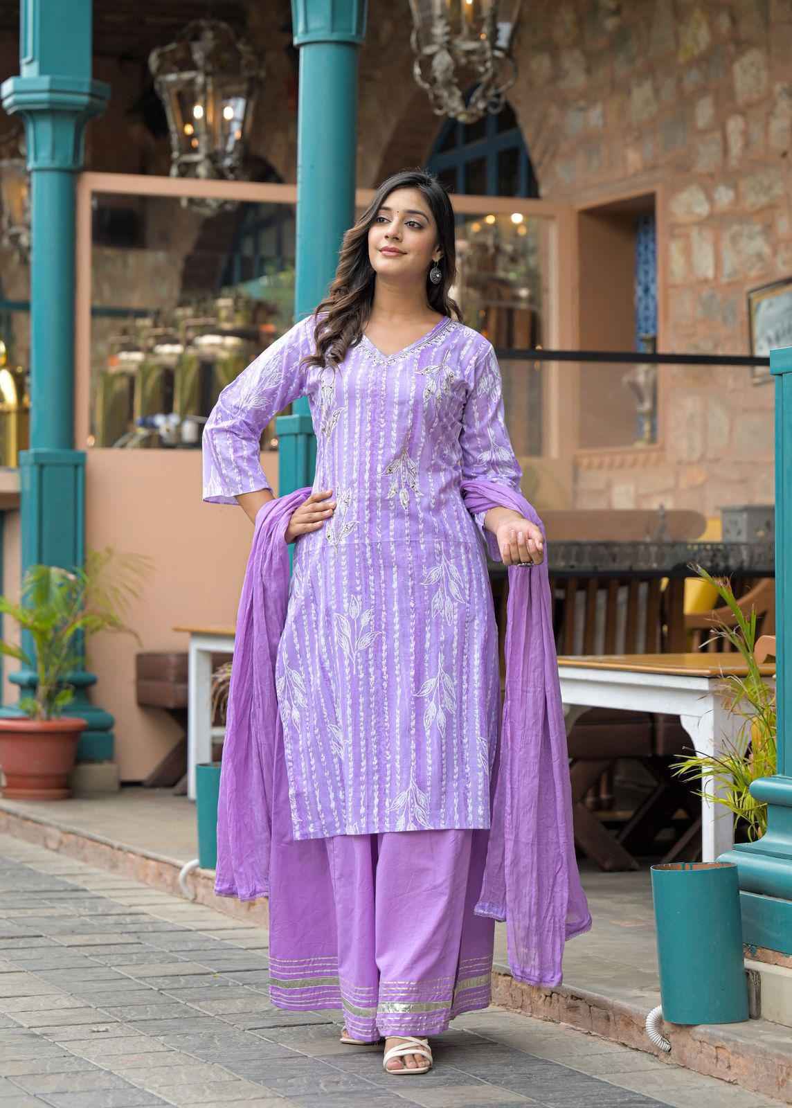 Pure Cotton Embroidery Dupatta Set With Divider CS035