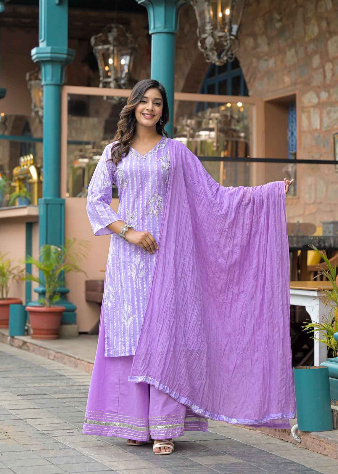 Pure Cotton Embroidery Dupatta Set With Divider CS035