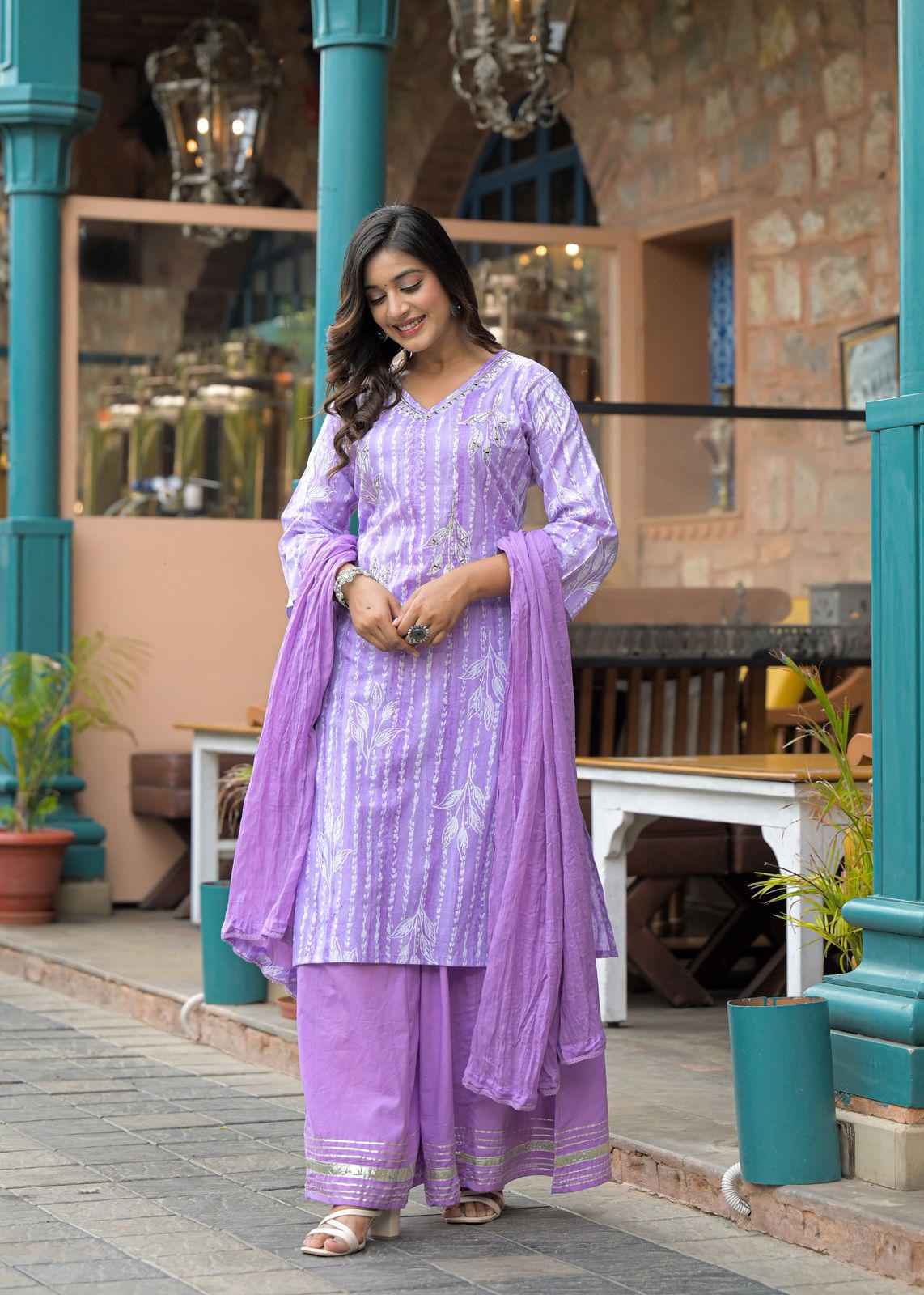 Pure Cotton Embroidery Dupatta Set With Divider CS035