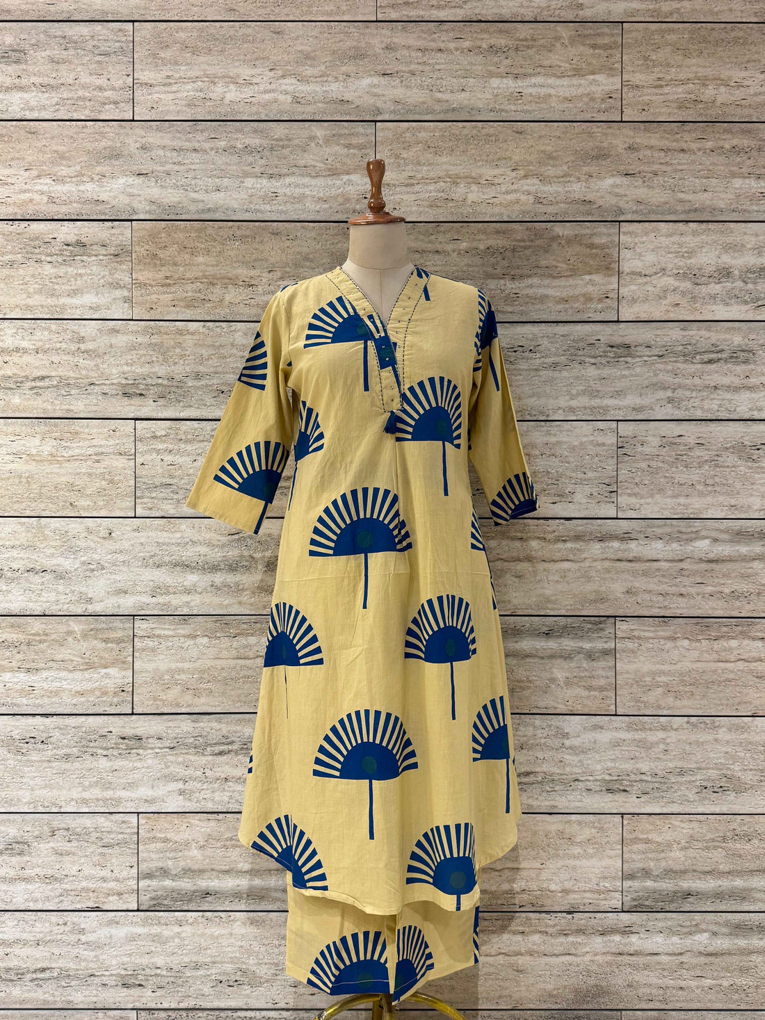 Princess Cut Two Piece Printed Cotton Pant Set