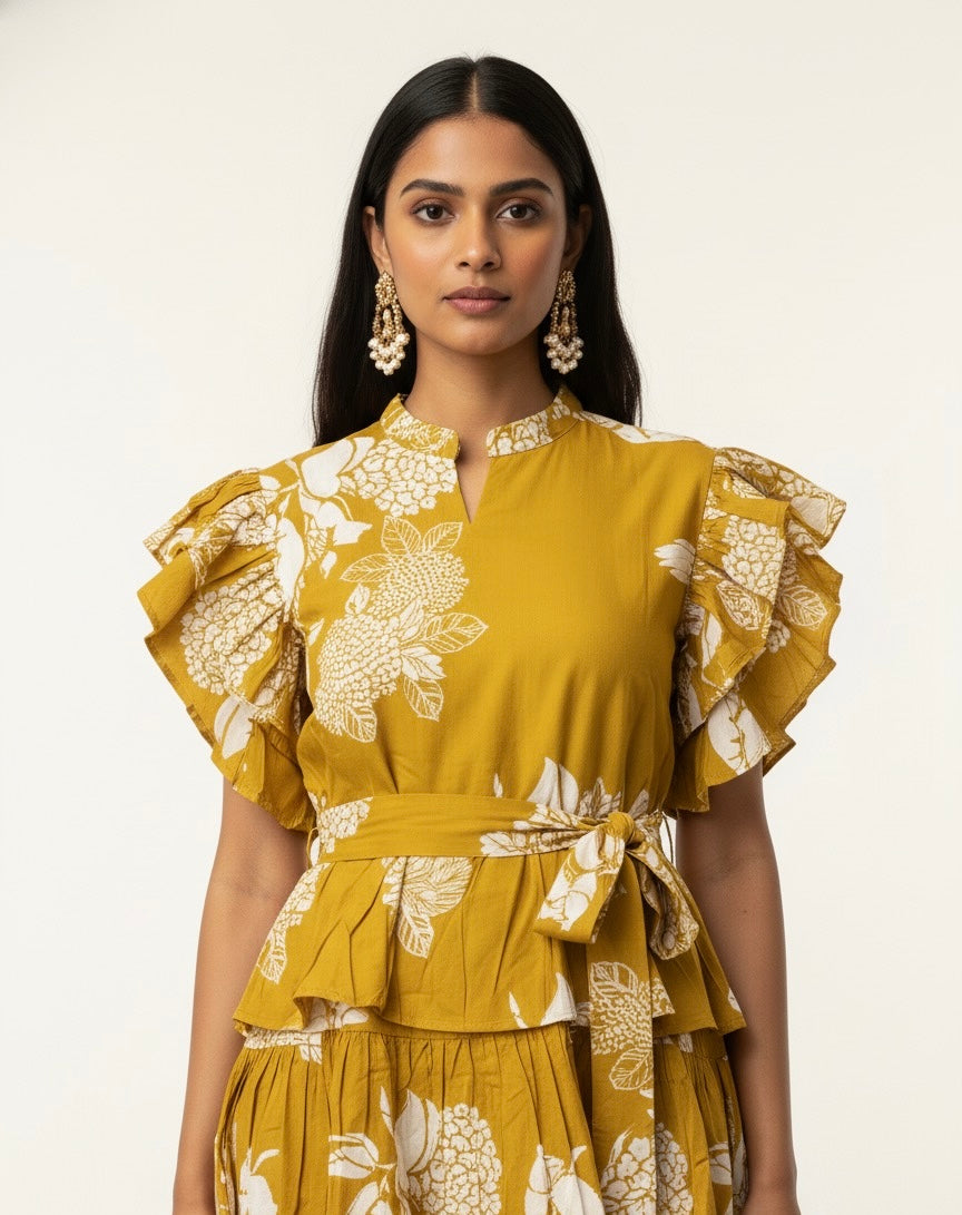 One Piece Summer Dress in Mustard Yellow - SD002