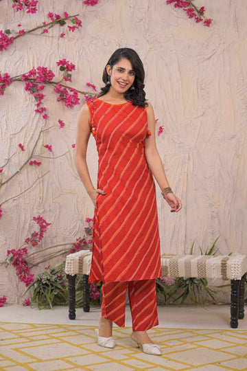 Leheriya Print Pure Cotton Co Ord Set