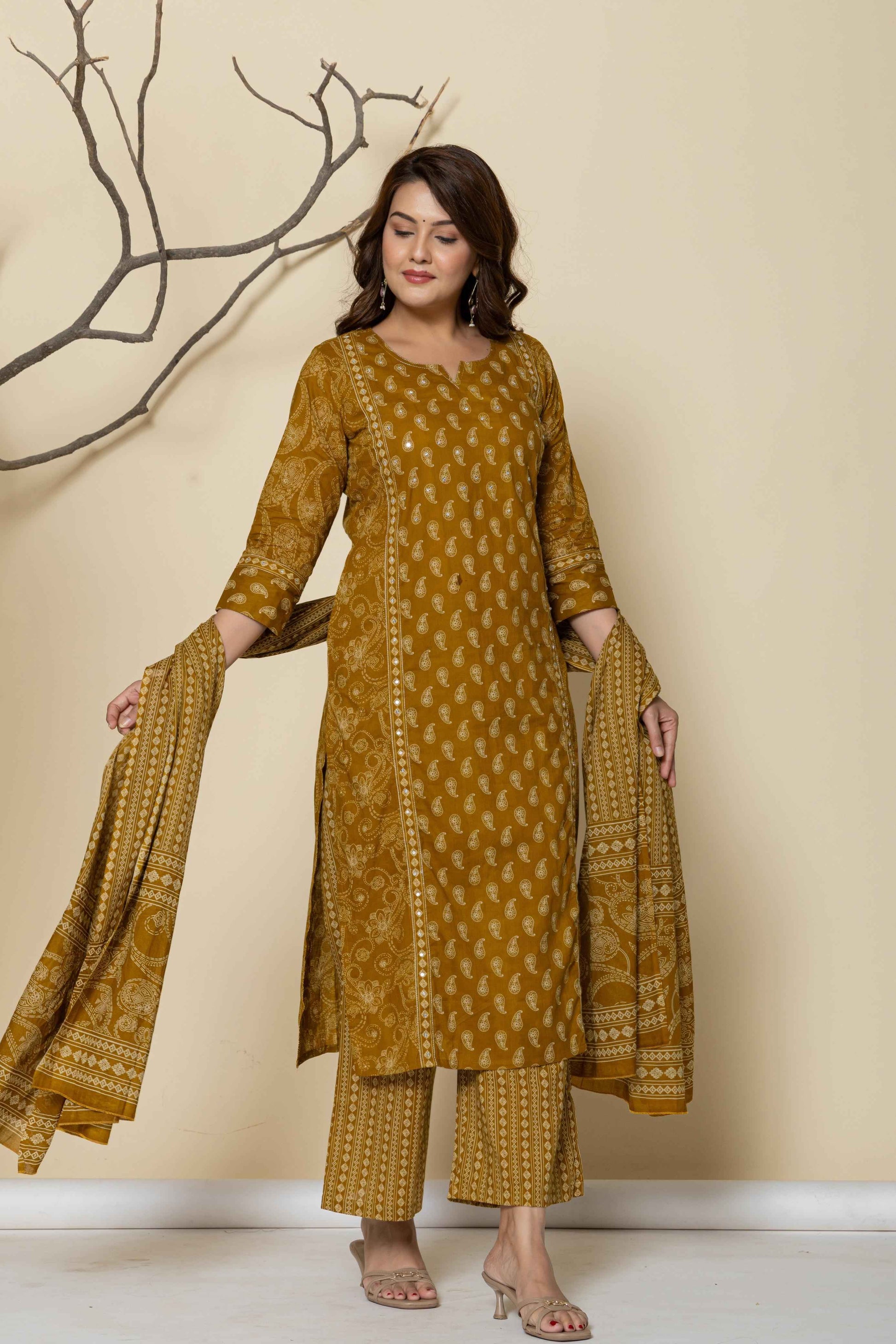 Hand Block Butta Print Pure Cotton Dupatta Set