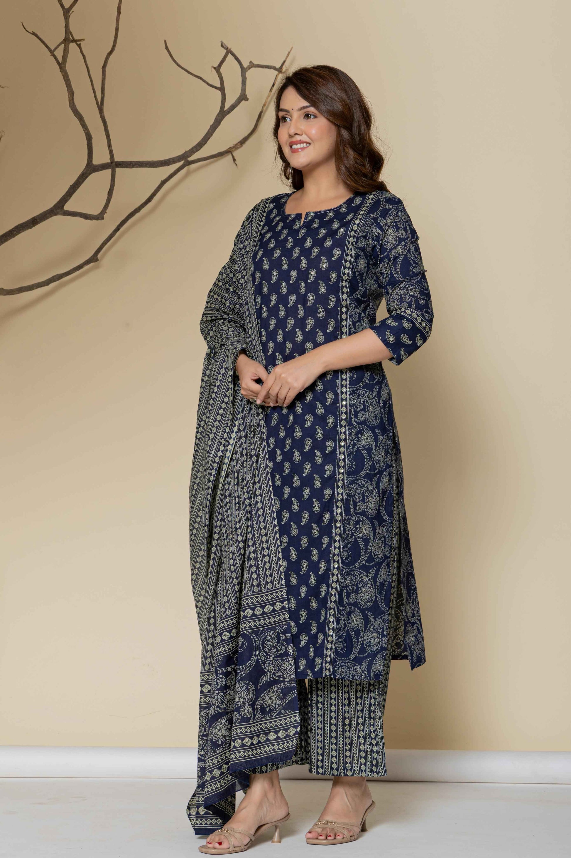 Hand Block Butta Print Pure Cotton Dupatta Set