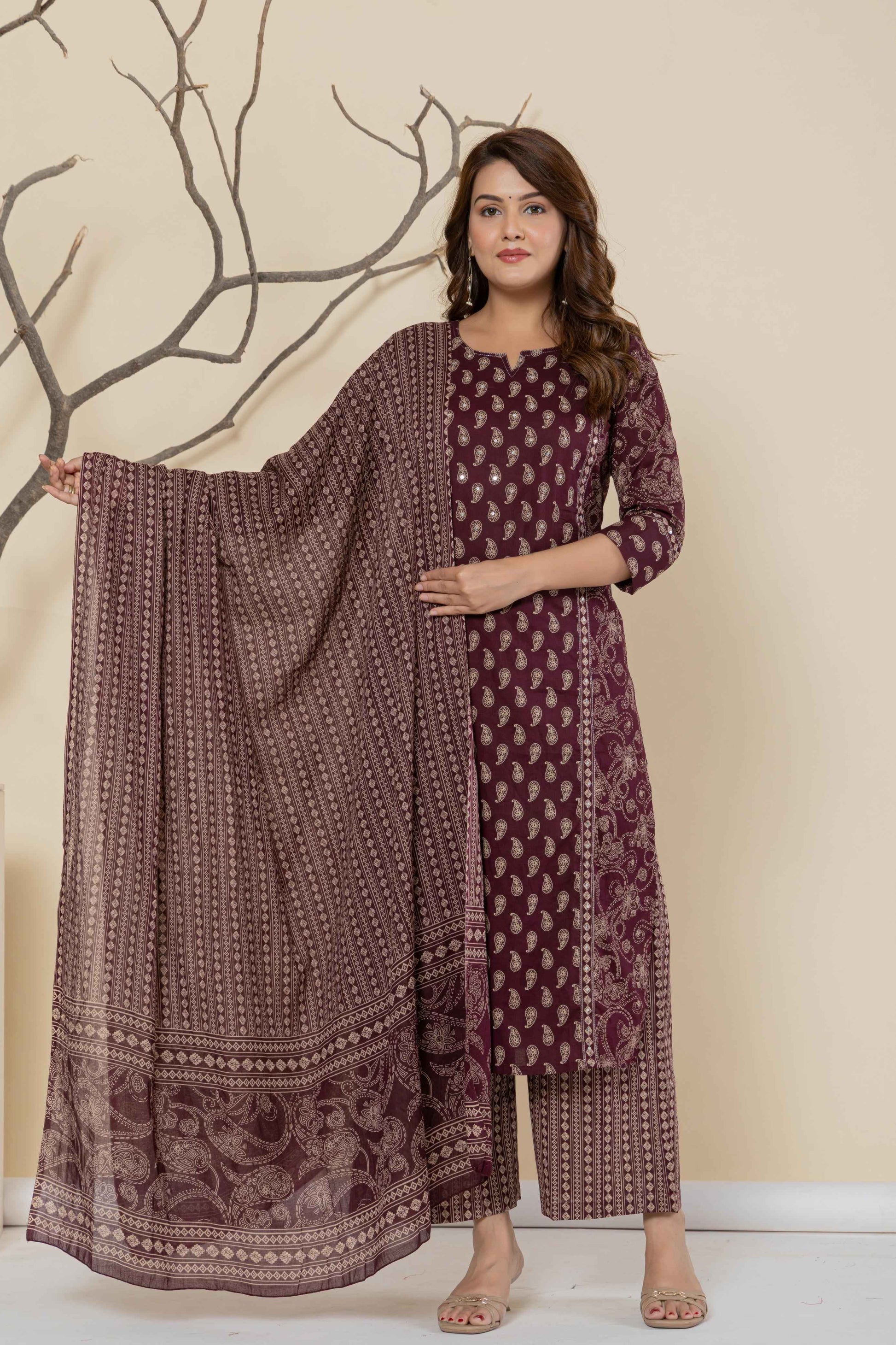 Hand Block Butta Print Pure Cotton Dupatta Set