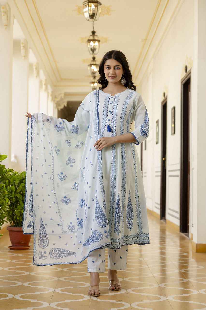 Pure Cotton Anarkali Dupatta Set With Inner
