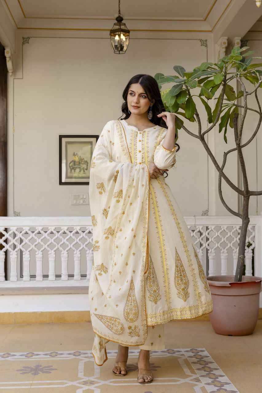 Pure Cotton Anarkali Dupatta Set With Inner