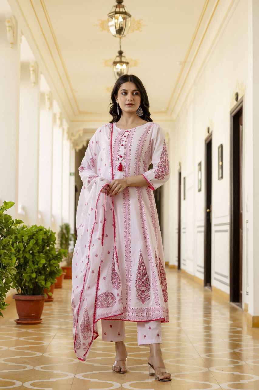 Pure Cotton Anarkali Dupatta Set With Inner