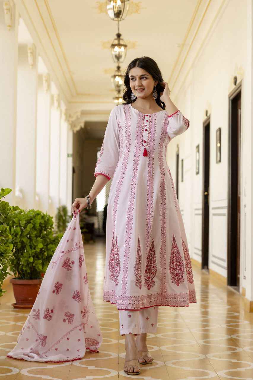 Pure Cotton Anarkali Dupatta Set With Inner