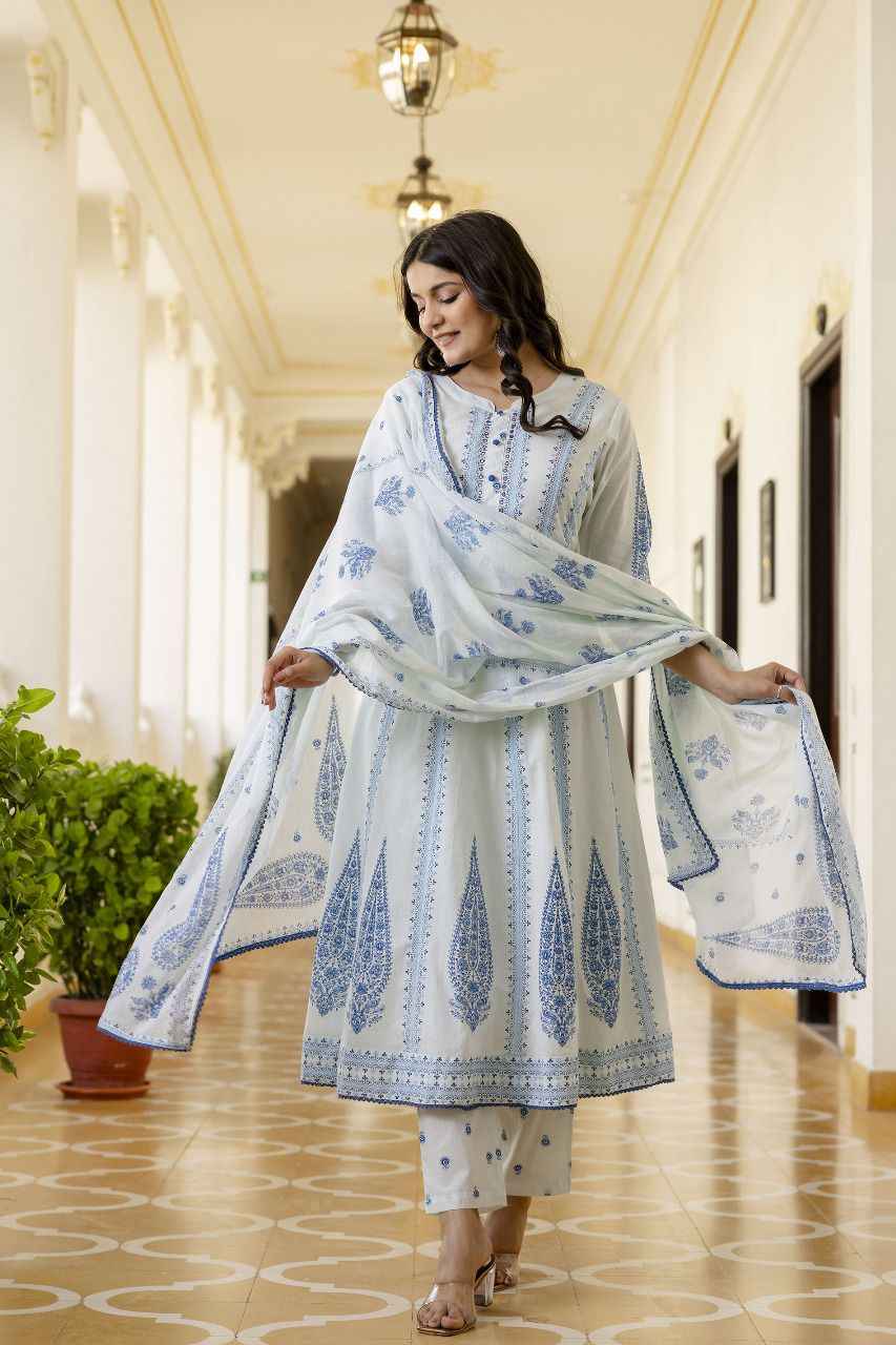 Pure Cotton Anarkali Dupatta Set With Inner