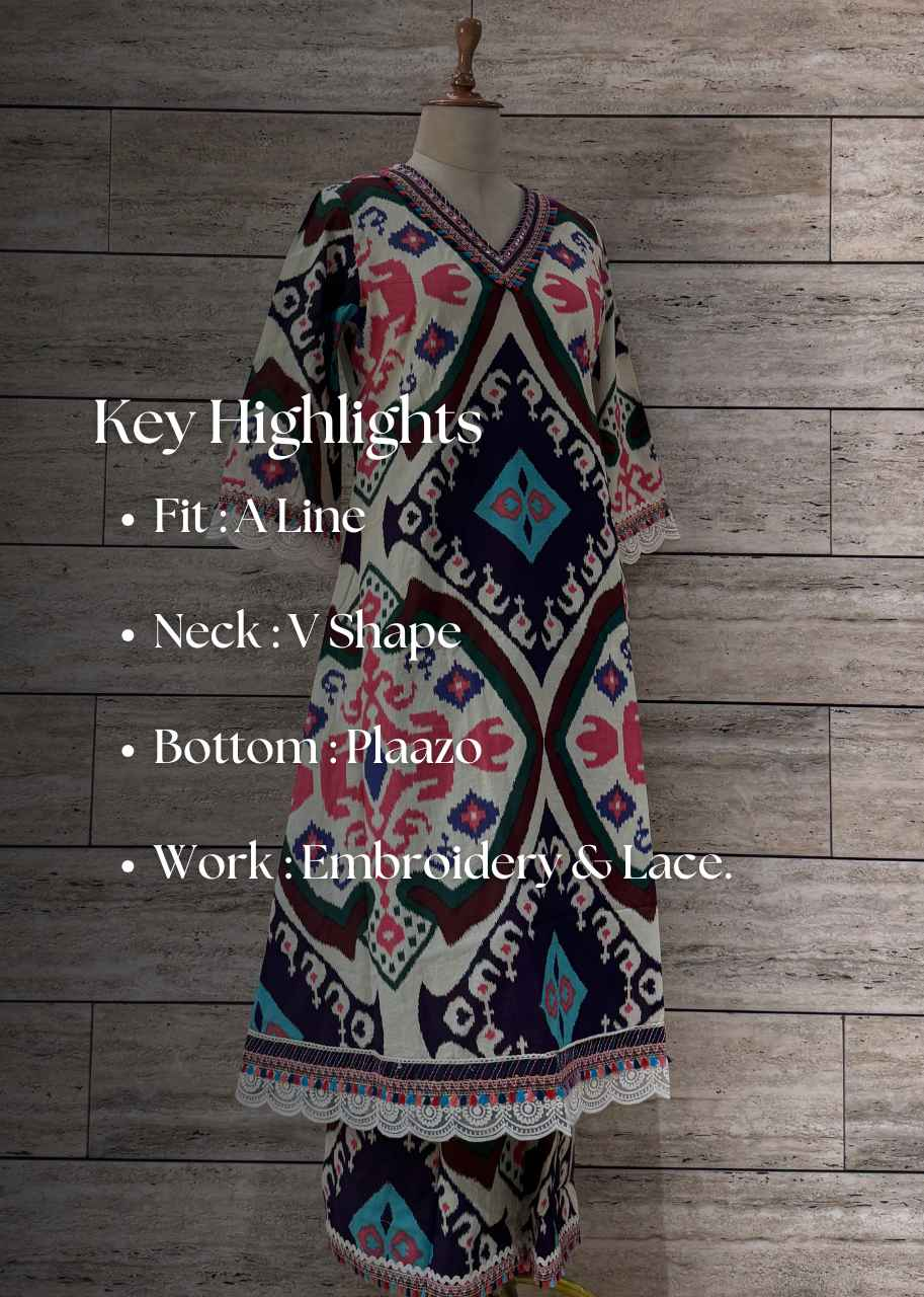 Ikkat Print Cotton Suit - CS039