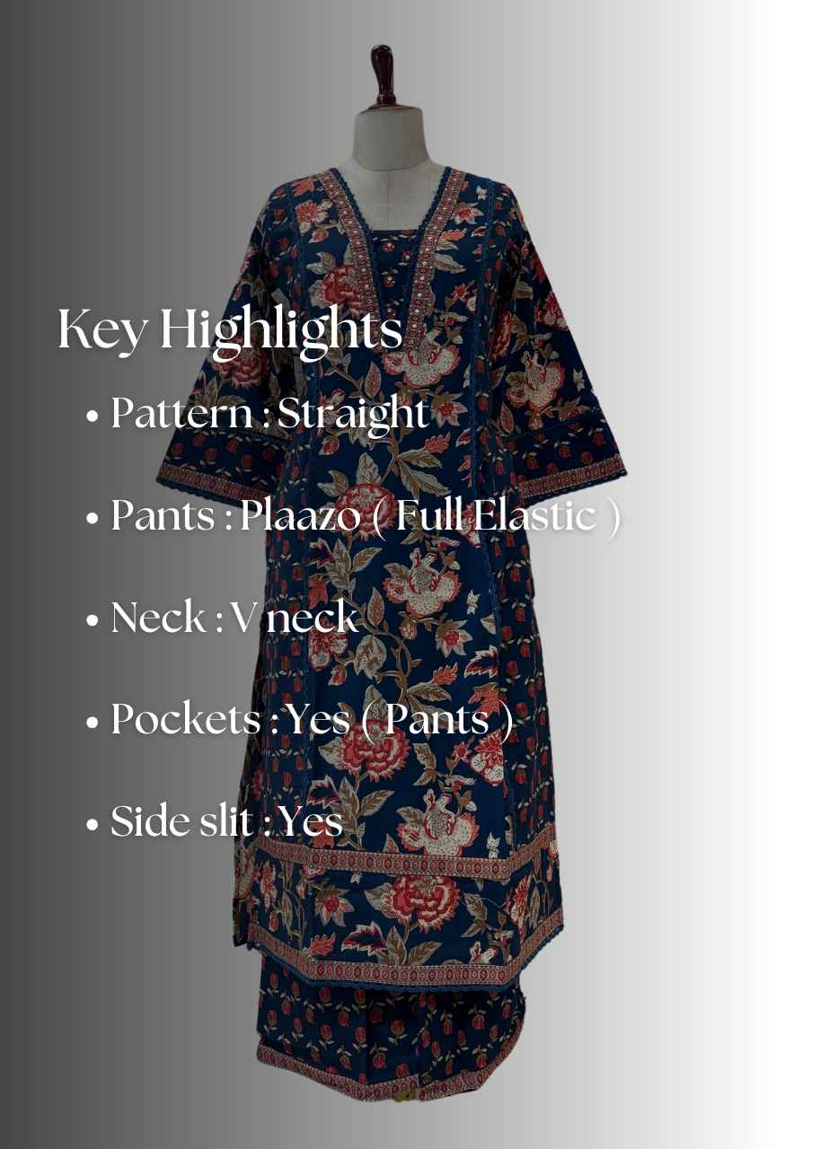 Pure Cotton Floral Print Full Suit with Plaazo Pants