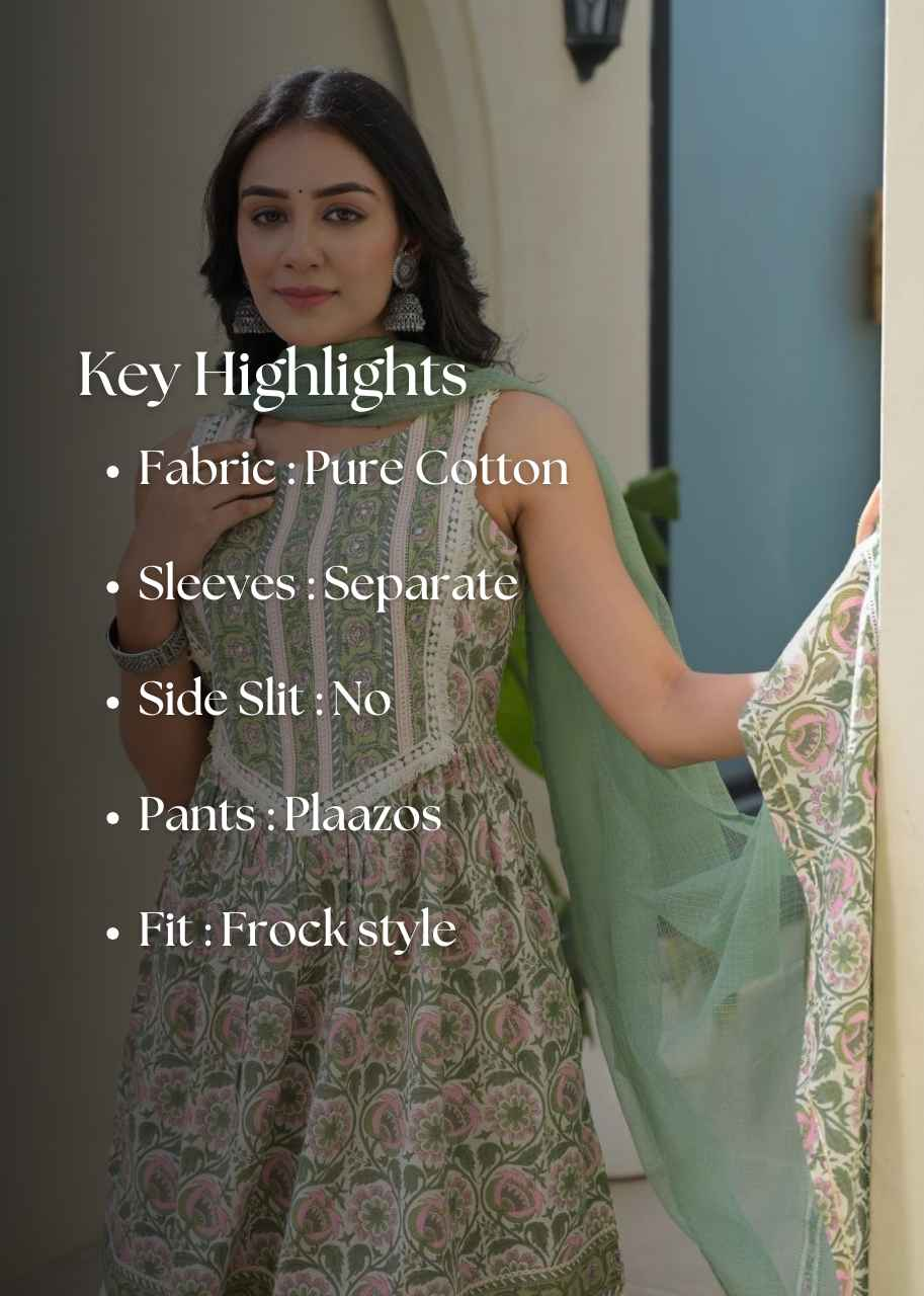 Short length frock style sleeveless Cotton suit - SLCS001