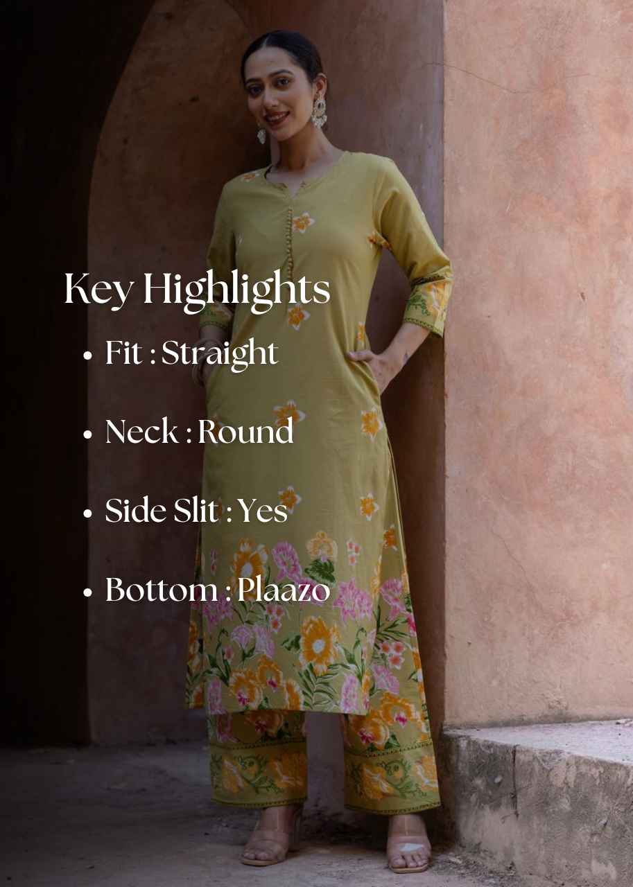 Floral Print Cotton Pant Set - PS037