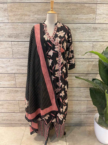 Three Piece Pure Cotton Angrakha Style Dupatta Set ANG010