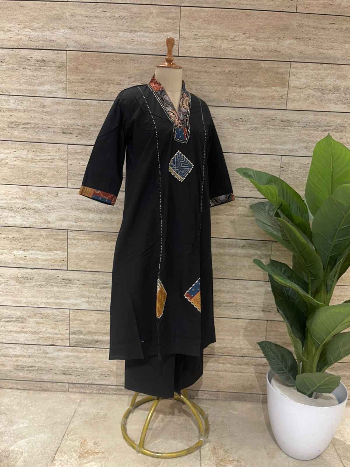 Pure Cotton A Line Applique Dupatta Set