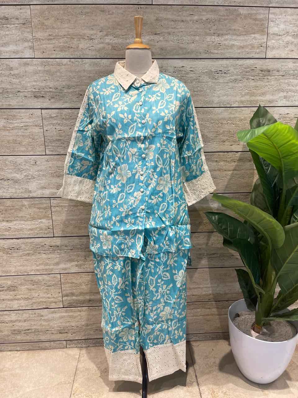 Pure Muslin Two Piece Co Ord Set