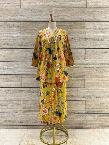Floral Print Pure Cotton Two Piece Co Ord Set FL0133