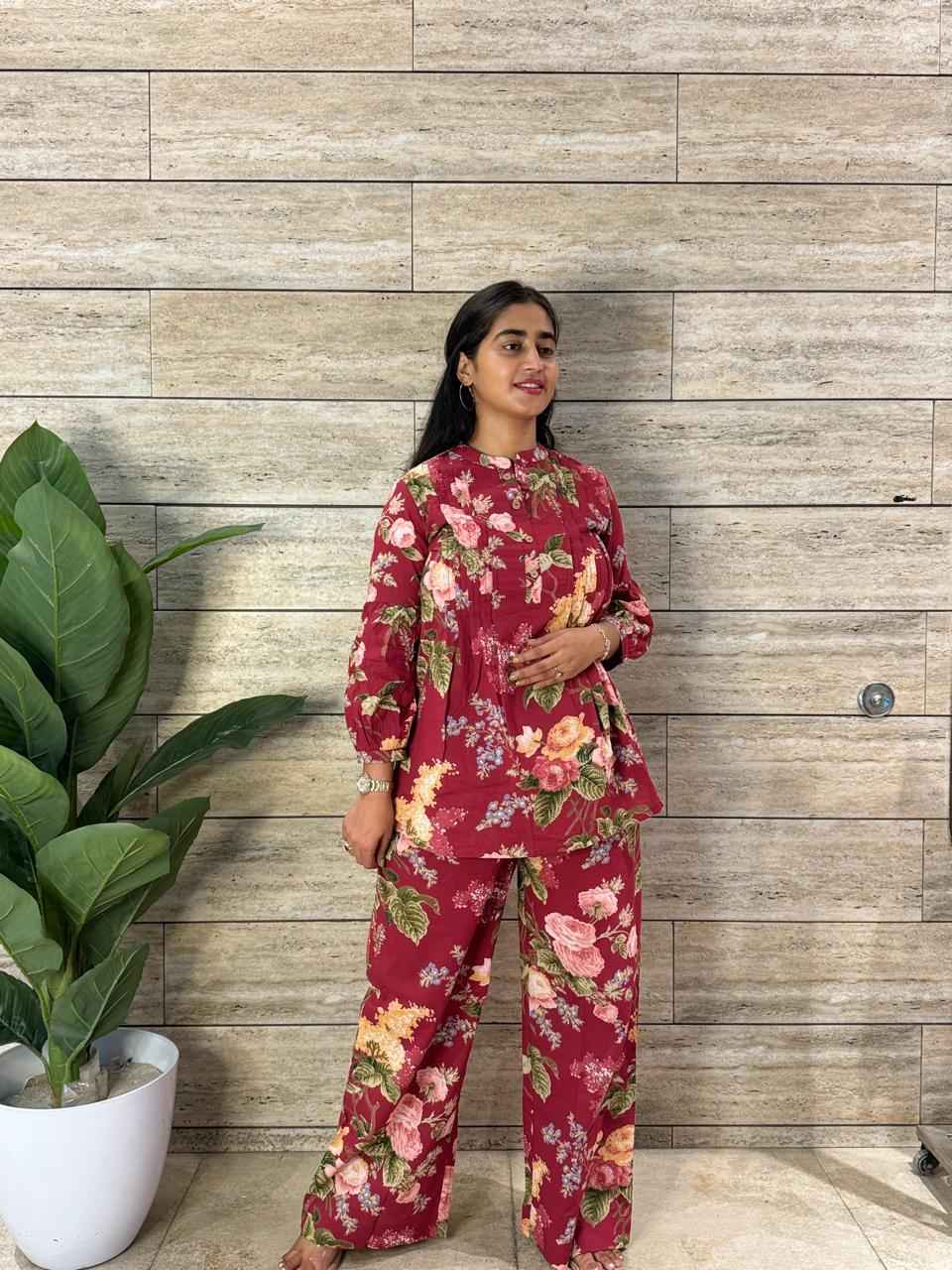 Floral Print Two Piece Co Ord Set