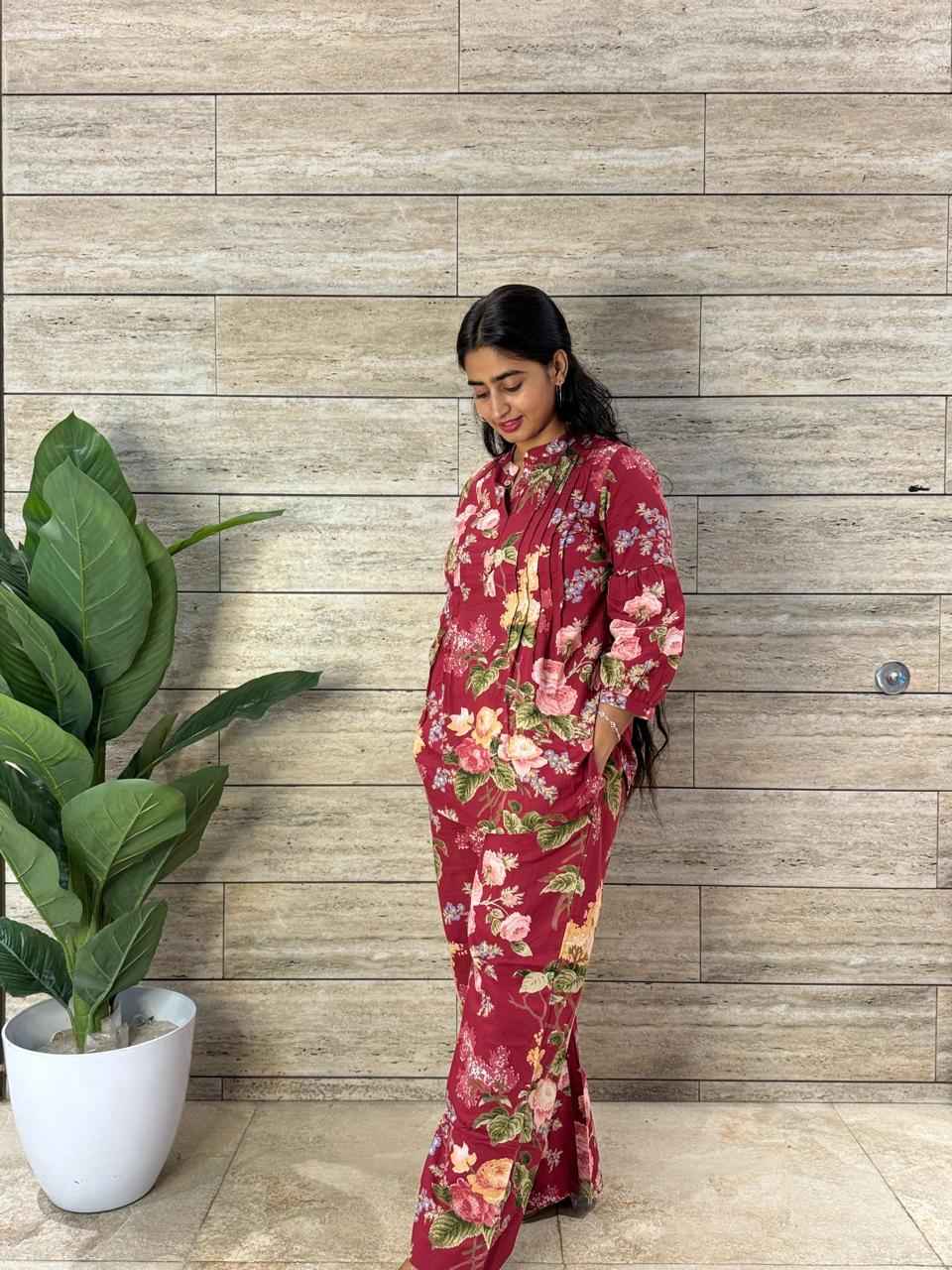 Floral Print Two Piece Co Ord Set