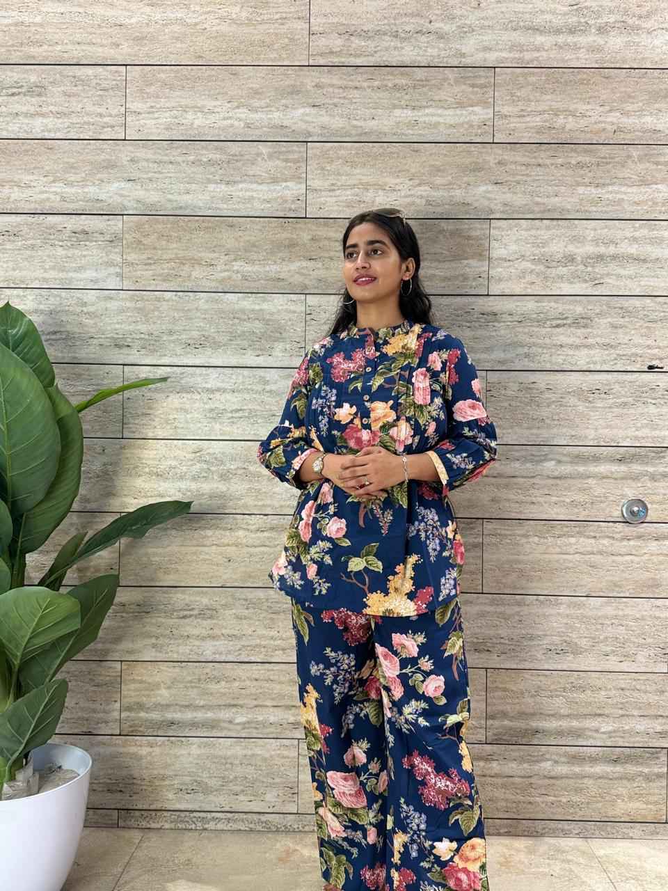 Floral Print Two Piece Co Ord Set