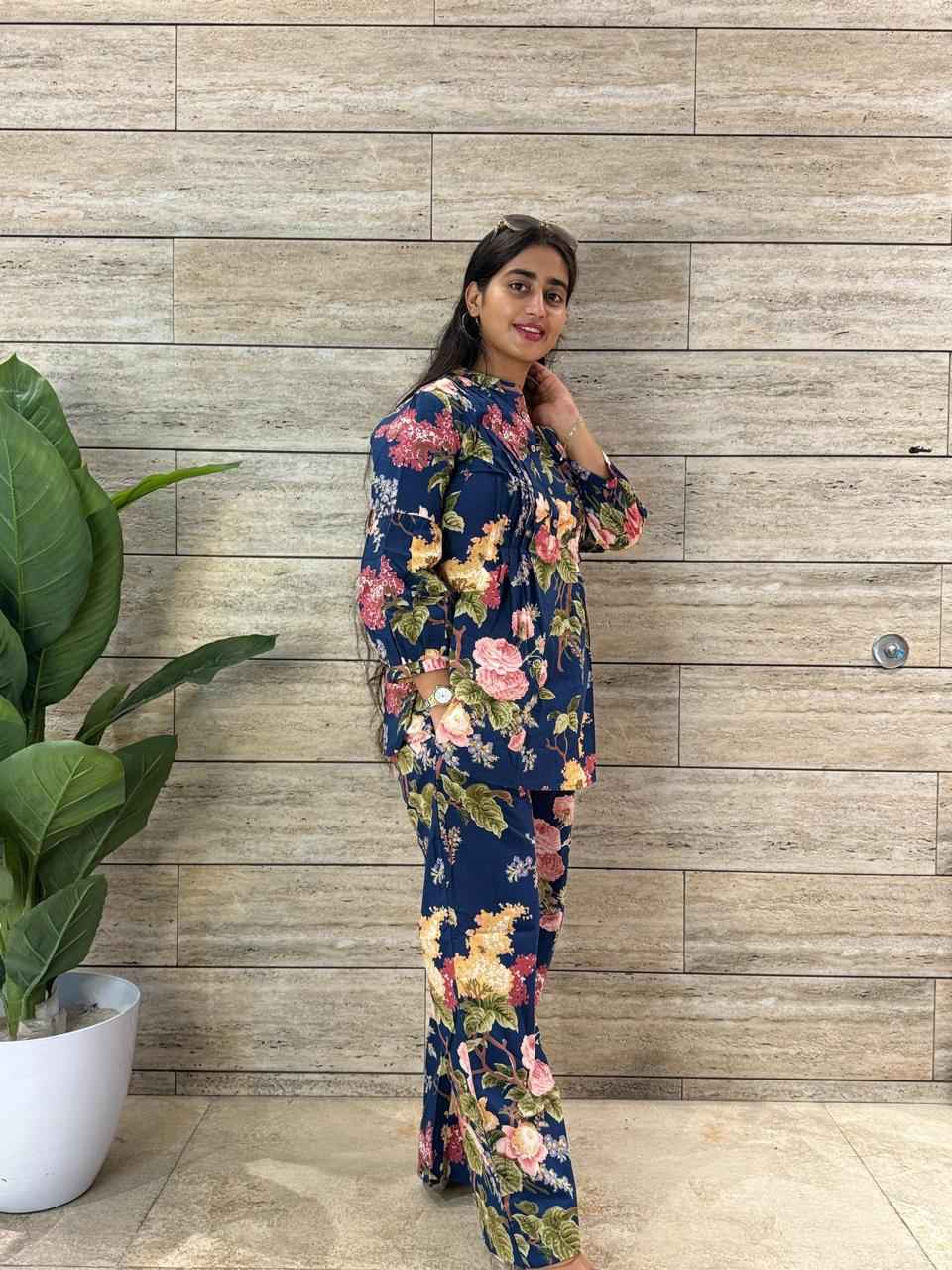 Floral Print Two Piece Co Ord Set