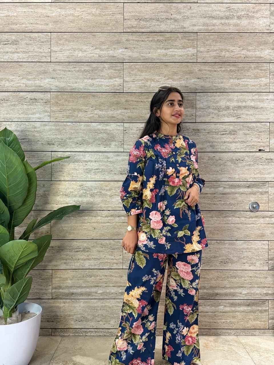 Floral Print Two Piece Co Ord Set