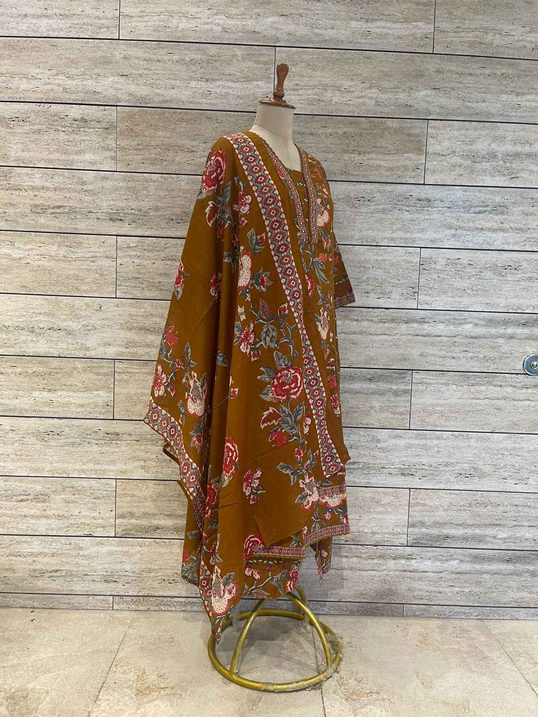 Pure Cotton Three Piece  Floral Print Anarkali Suits (Copy)