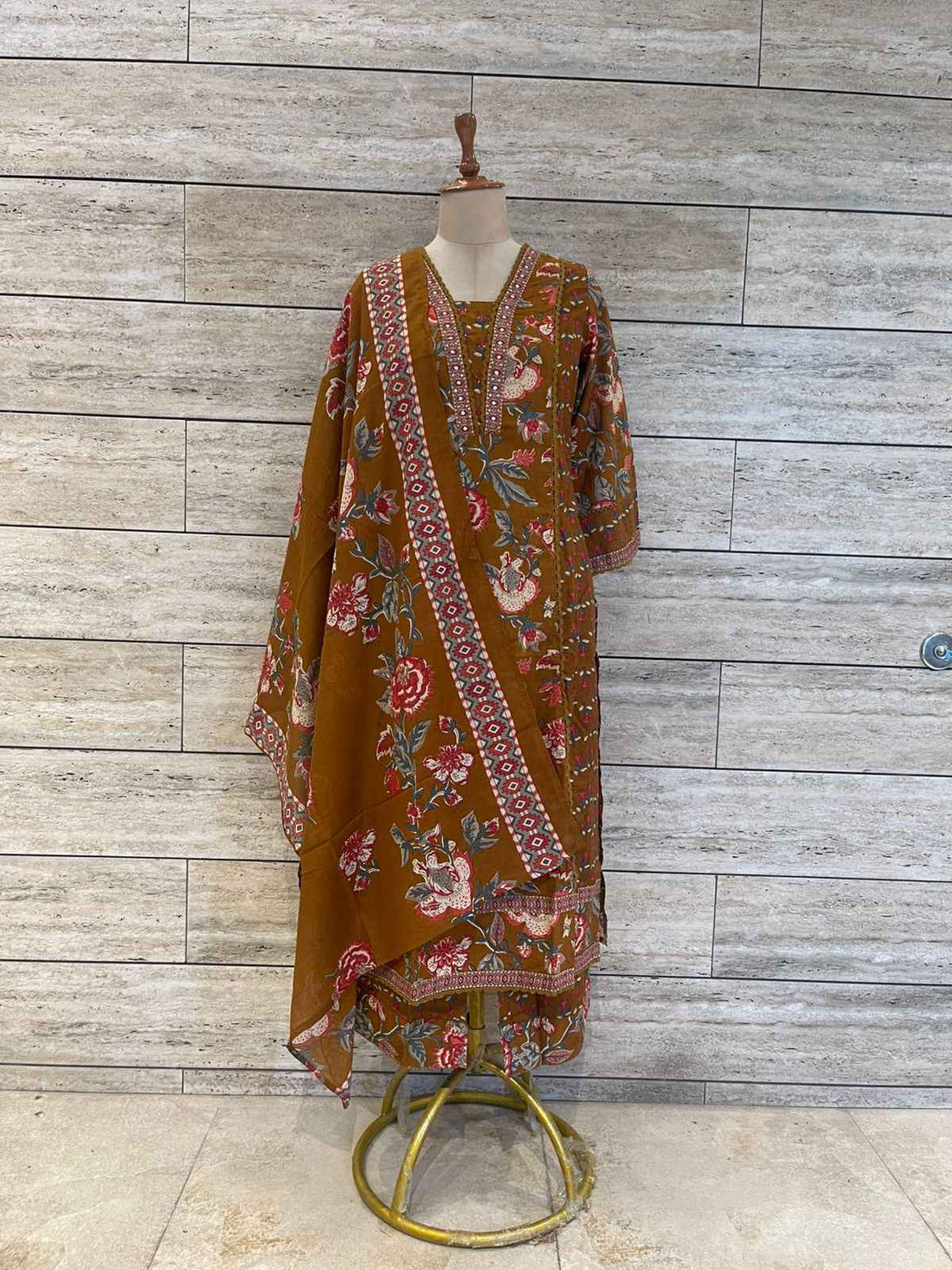 Pure Cotton Three Piece  Floral Print Anarkali Suits (Copy)