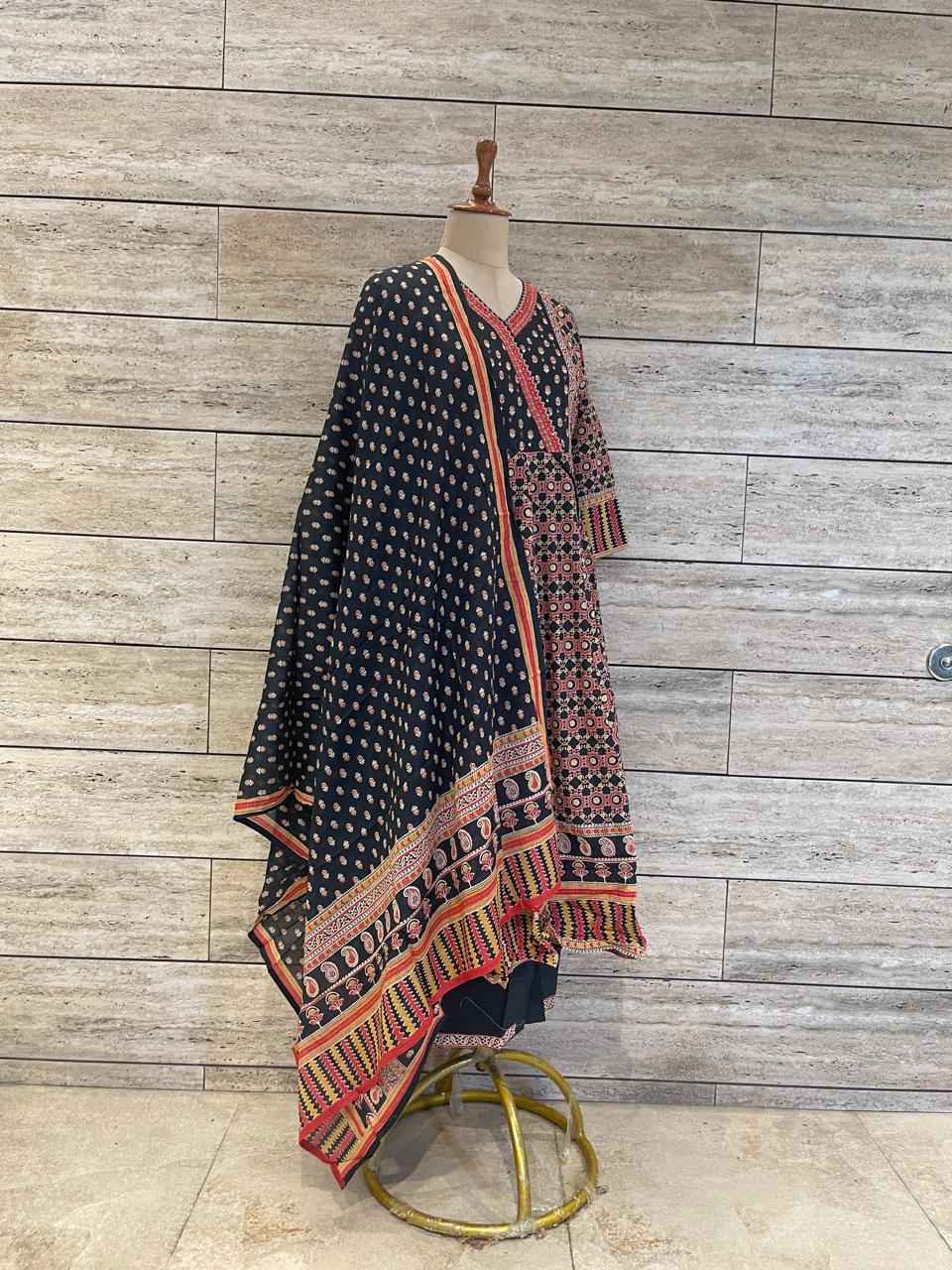 Pure Cotton A Line Three Piece Anarkali Suits