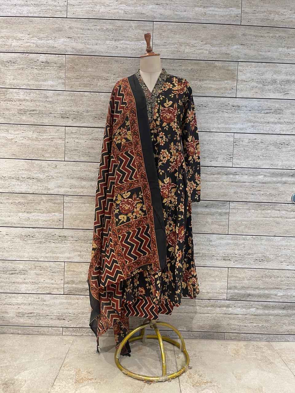 Pure Cotton Three Piece Anarkali Suits