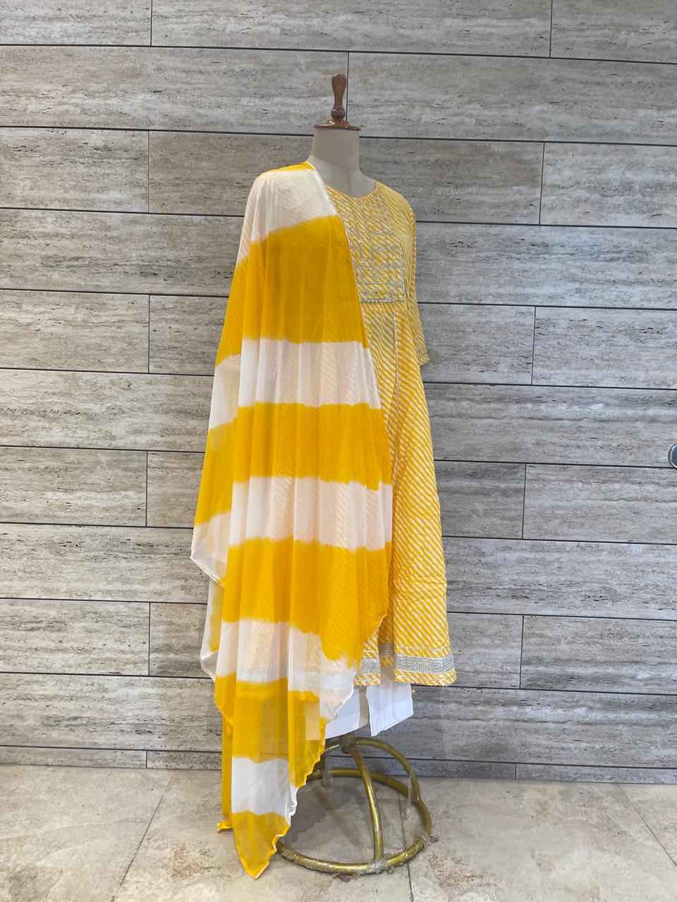 Pure Cotton A Line Three Piece Dupatta Set