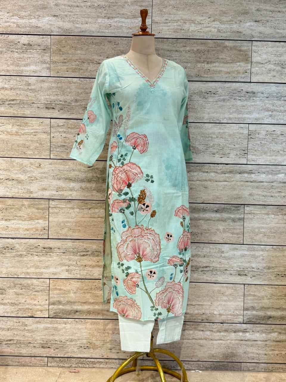 Festival Wear Pure Linen Floral Print Dupatta Set