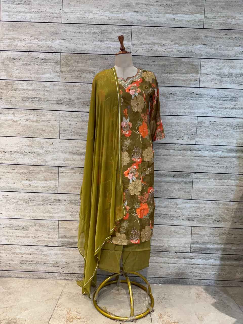 Festival Wear Pure Muslin Floral Print Dupatta Set