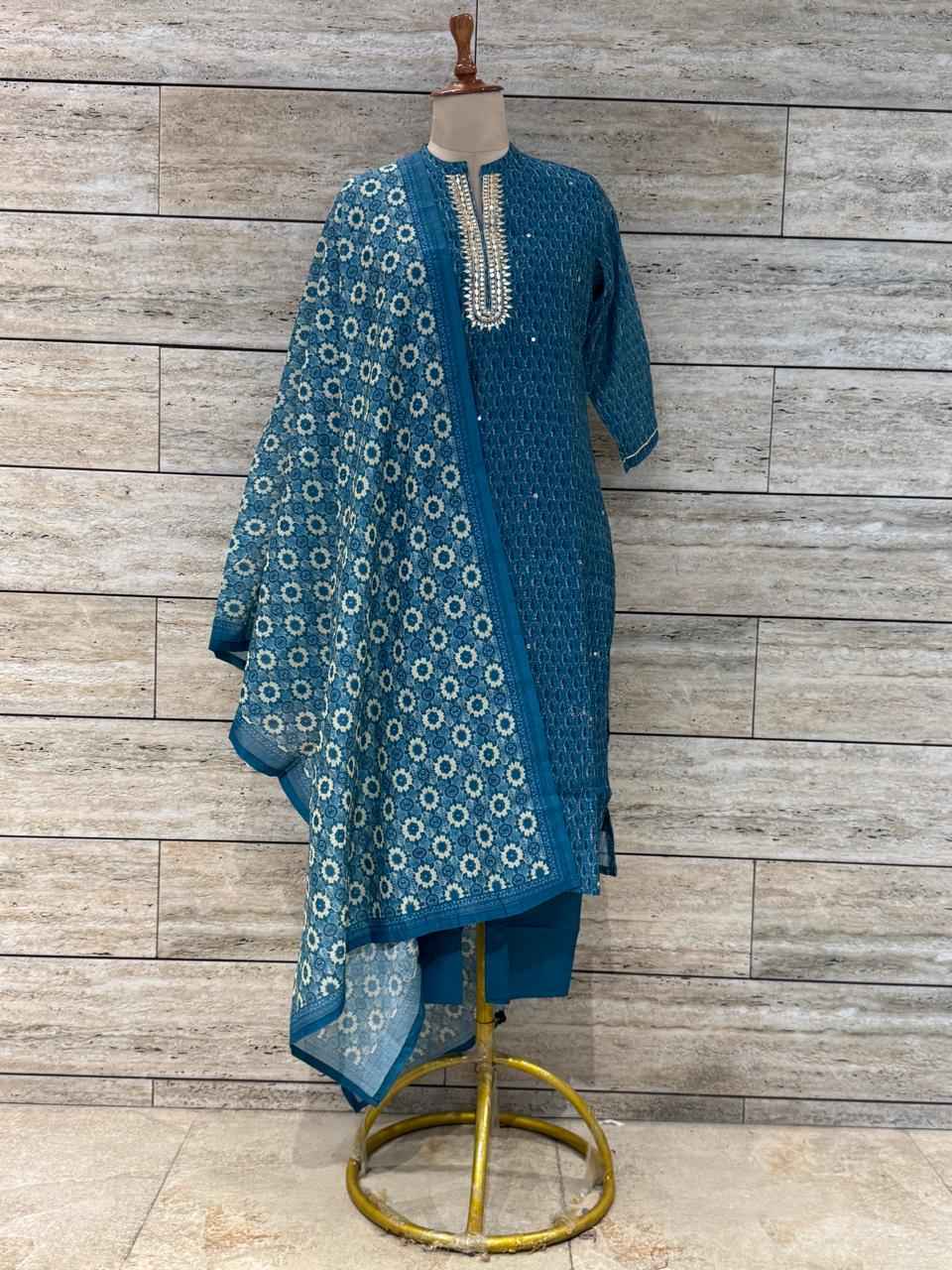 Festival Wear Pure Chanderi  Dupatta Set With Embroidery