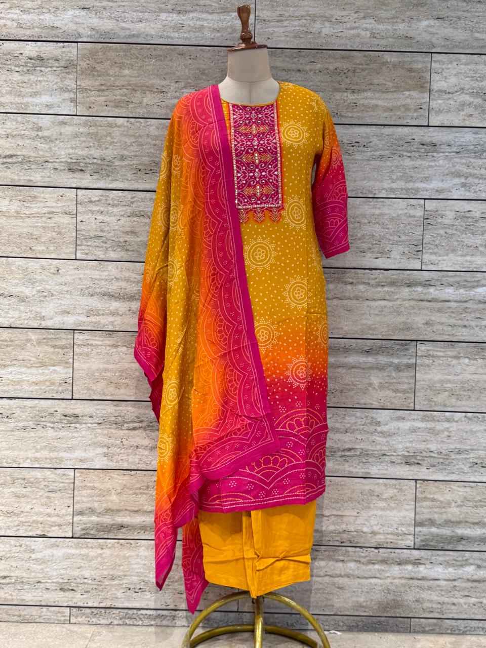Festival Wear Bandhej Print Dupatta Set