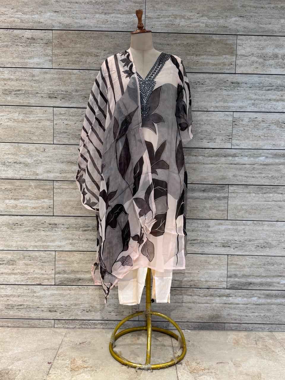 Festival Wear Three Piece Organza Dupatta Set