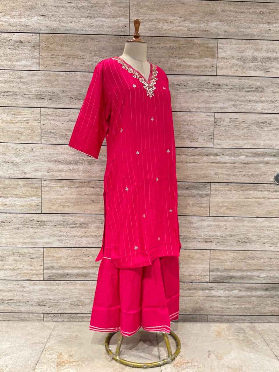 Festival Wear Pure Muslin Sharara Set With Embroidery FW040