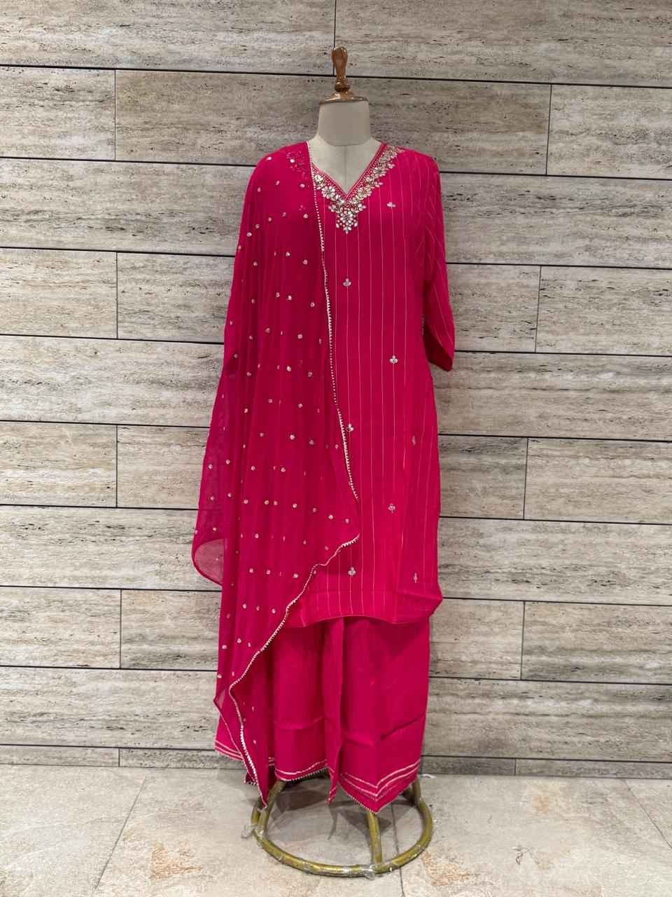 Festival Wear Pure Muslin Sharara Set With Embroidery  FW040