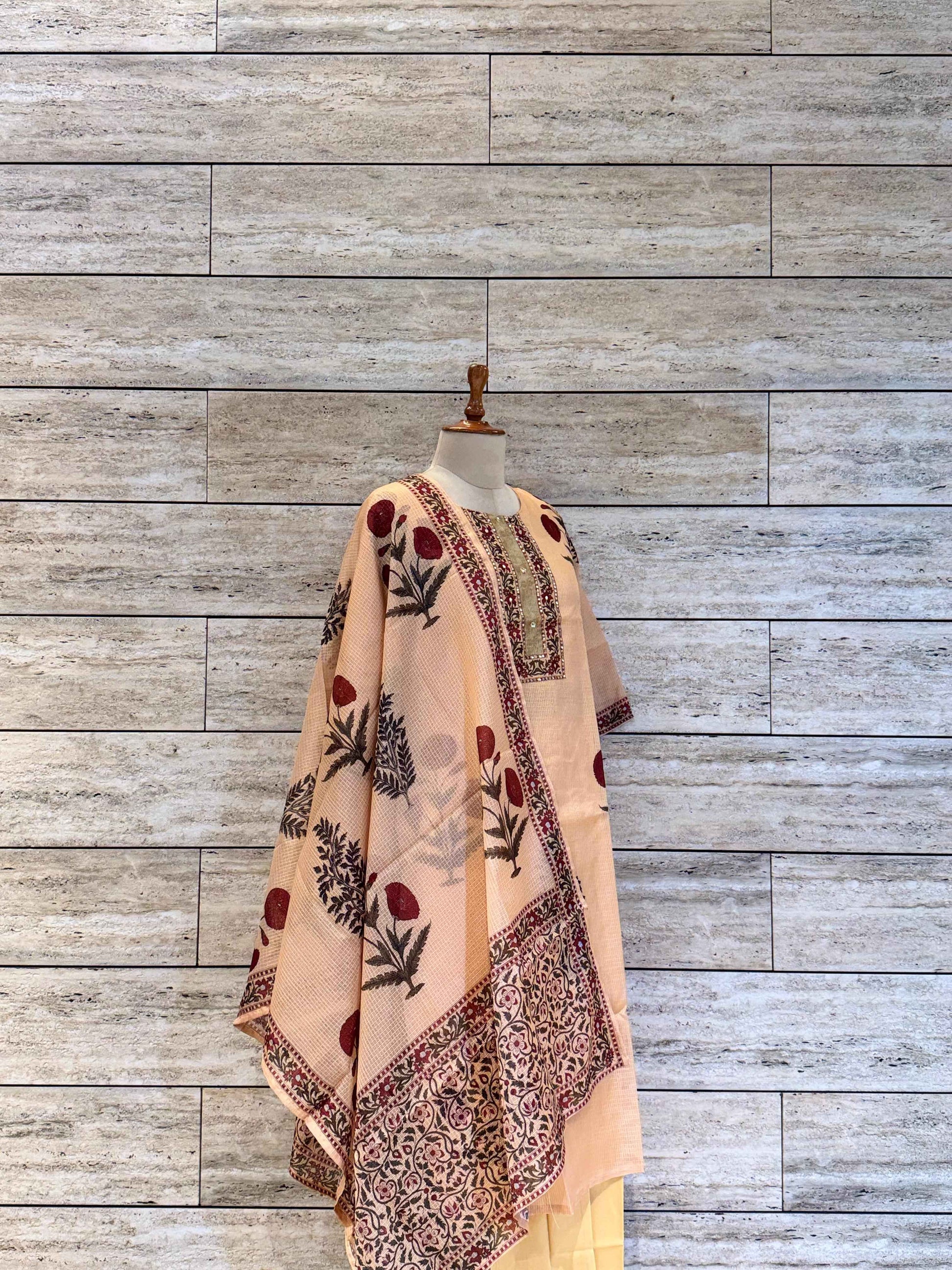 Kota Doriya Floral Print Dupatta set