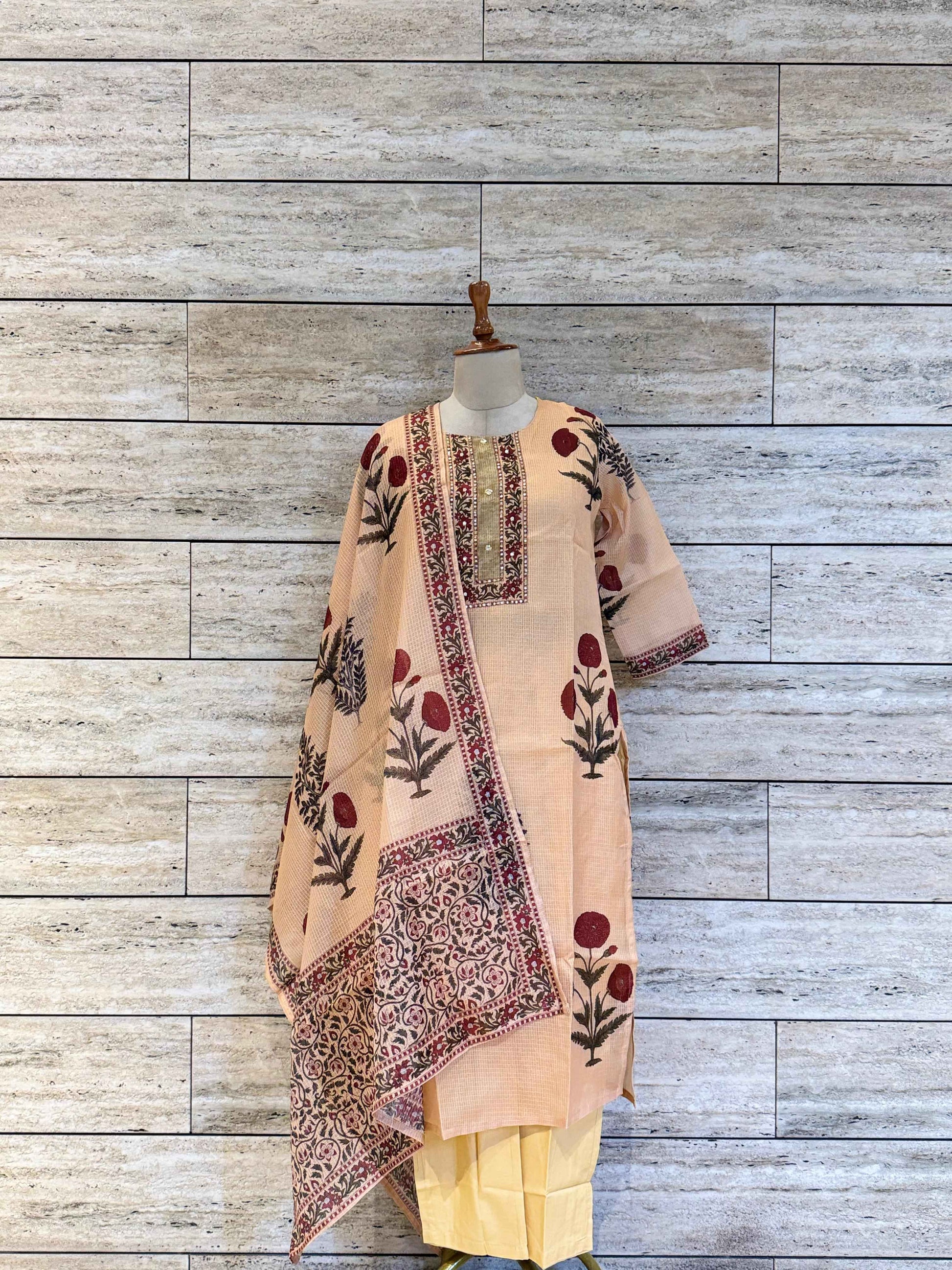 Kota Doriya Floral Print Dupatta set