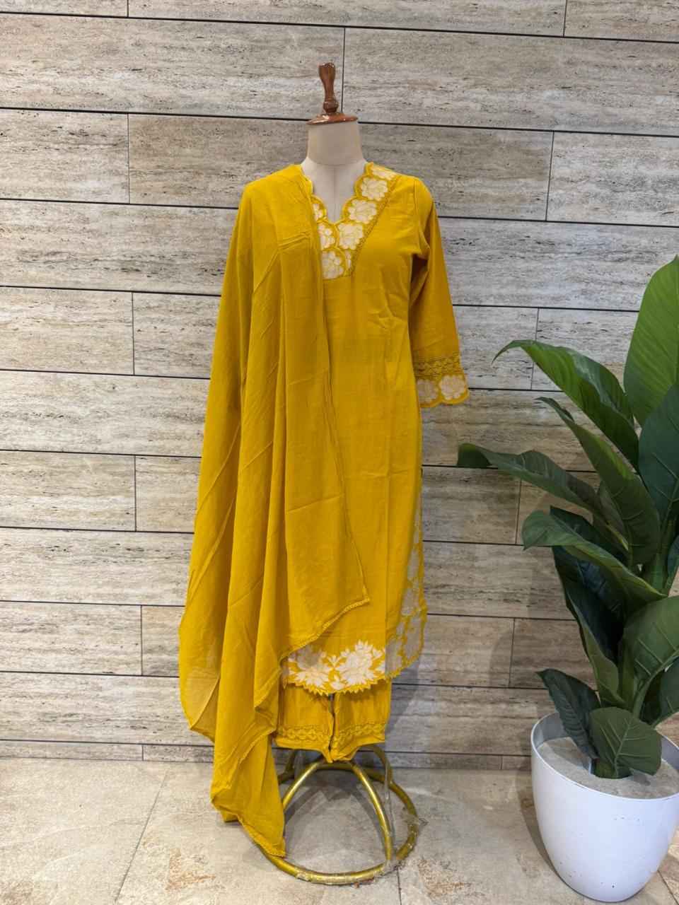 Pure Cotton Three Piece Dupatta Set