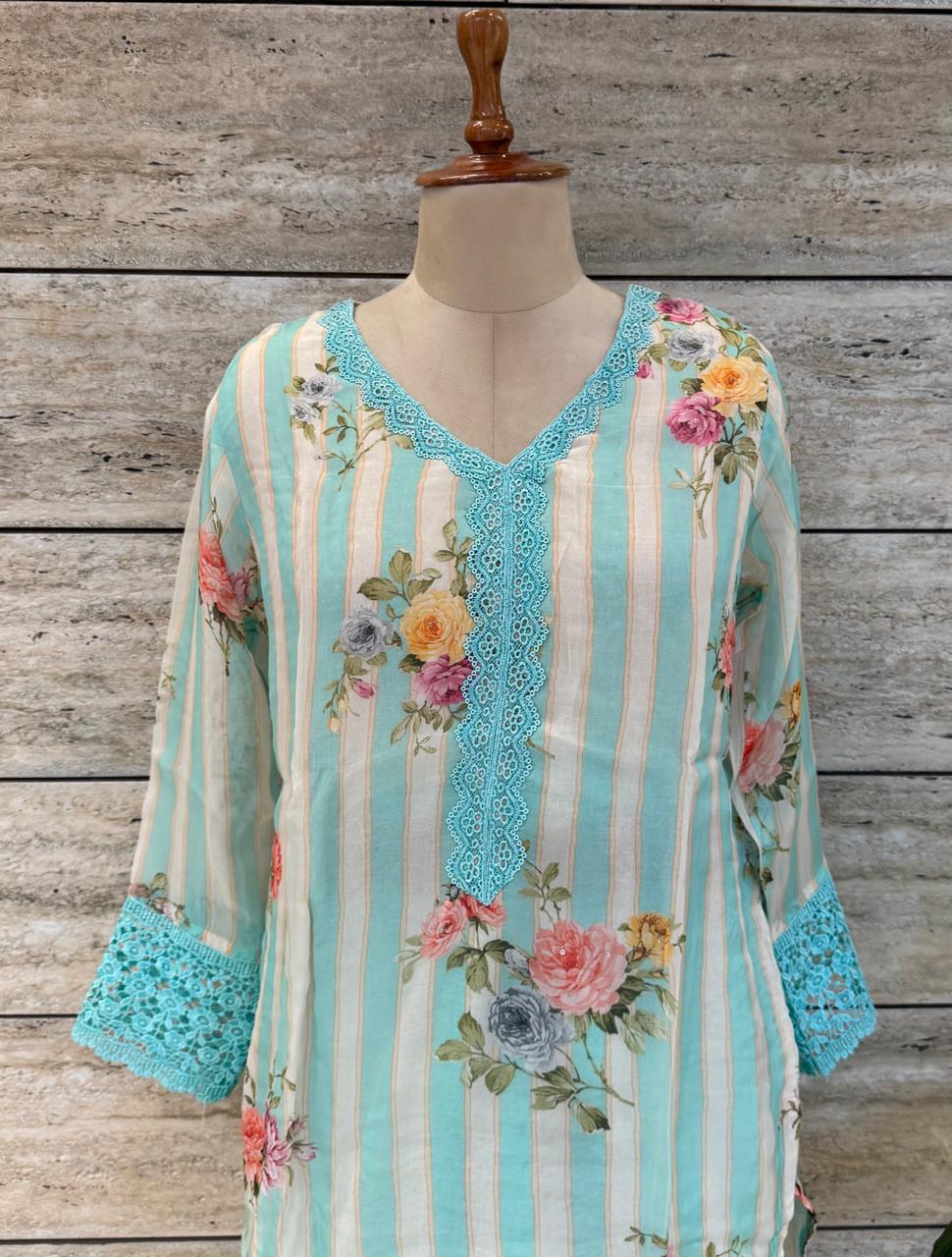 Festival Wear Three Piece Organza Dupatta Set  FW021