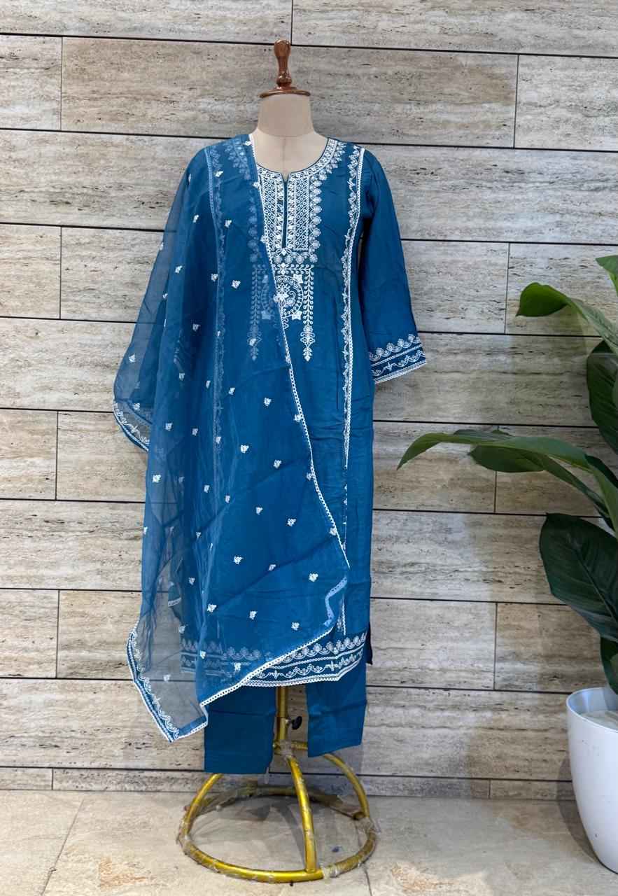 Festival Wear  Pure Muslin Three Piece  Dupatta Set