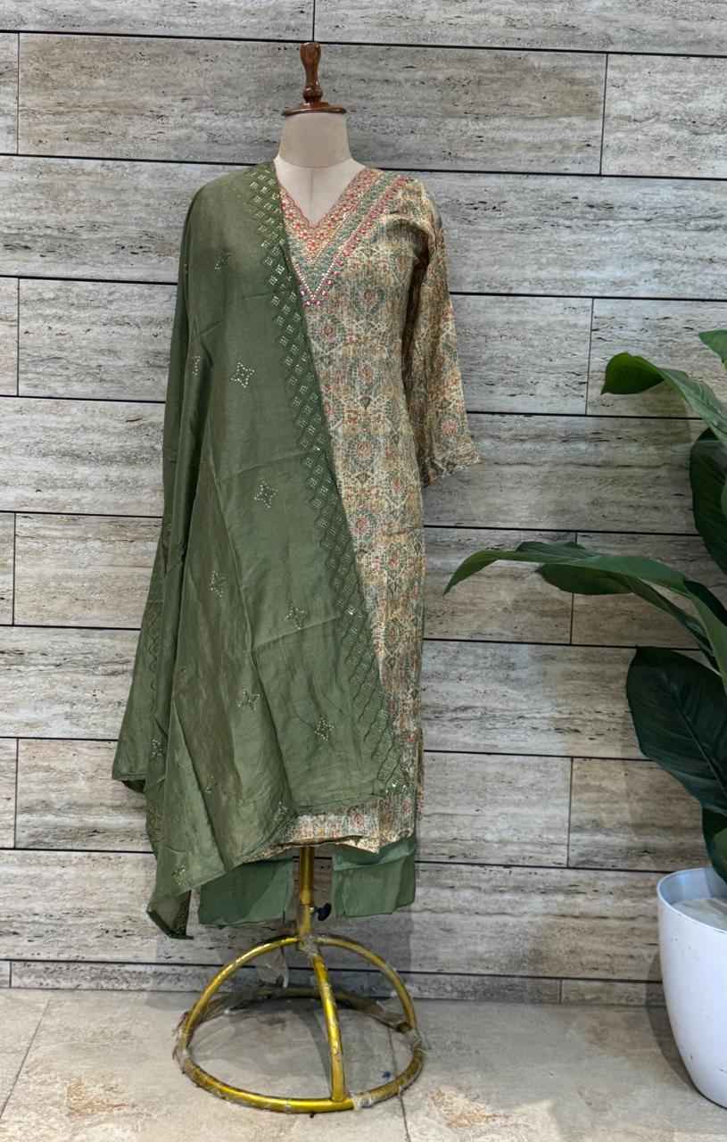 Festival Wear  Pure Silk Three Piece  Dupatta Set