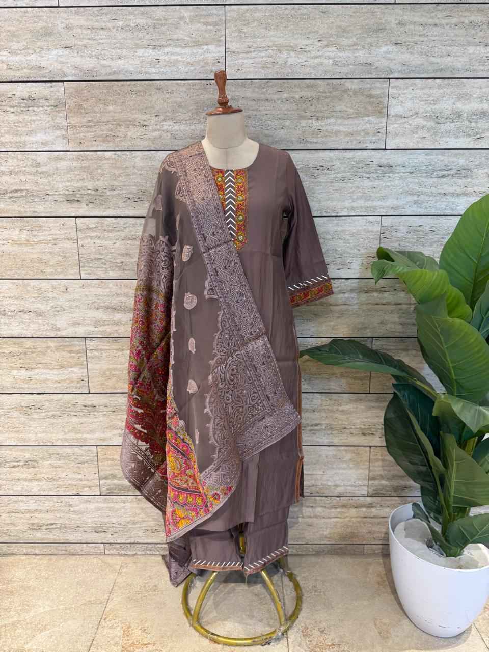 Festival Wear  Pure Muslin Three Piece  Dupatta Set